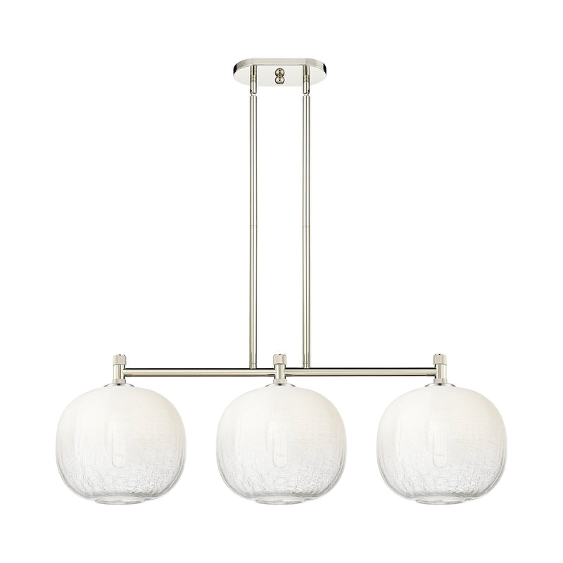 Innovations Brookhaven Sphere 37in 3-Light Island Pendant | Industrial Polished Nickel and Opal Glass | Kitchen Island | Model 434-3I-PN-G481-10OP