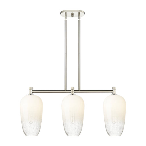 Innovations Brookhaven Flute 34in 3-Light Island Light | Industrial Polished Nickel and Opal Glass | Kitchen Island | Model 434-3I-PN-G484-7OP