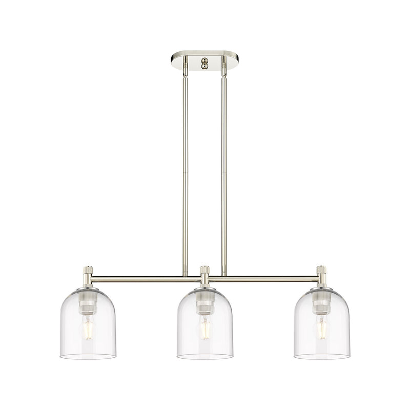 Innovations Bella 32.5in 3-Light Island Light | Industrial Polished Nickel and Clear Glass | Kitchen Island & Dining Room | Model 434-3I-PN-G558-6CL