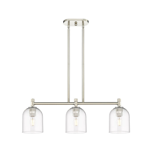 Innovations Bella 32.5in 3-Light Island Light | Industrial Polished Nickel and Clear Glass | Kitchen Island & Dining Room | Model 434-3I-PN-G558-6CL