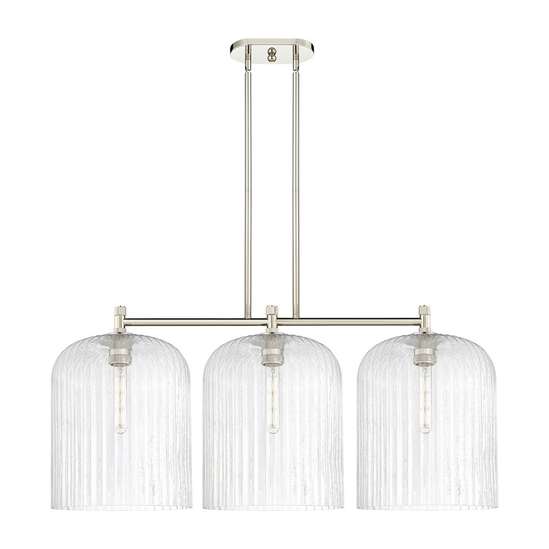 Innovations Crown Point 39in 3-Light Island Light | Industrial Polished Nickel and Seedy Glass | Kitchen Island & Dining | Model 434-3I-PN-G559-12SDY