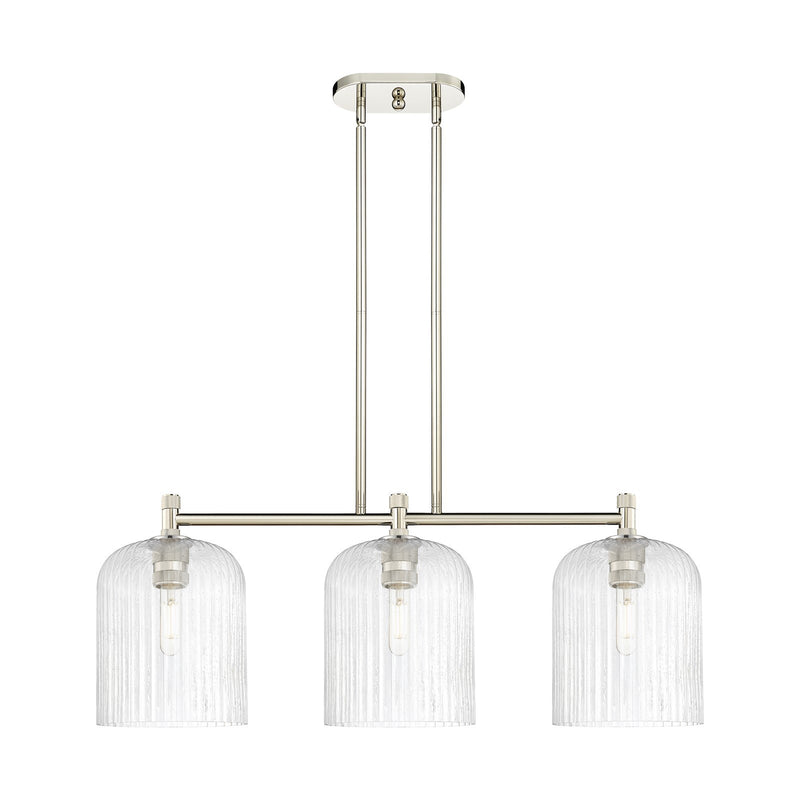 Innovations Crown Point 35in 3-Light Island Light | Industrial Polished Nickel and Seedy Glass | Kitchen Island & Dining | Model 434-3I-PN-G559-8SDY
