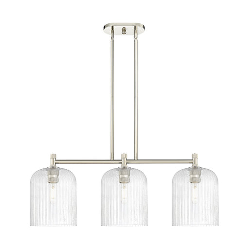 Innovations Crown Point 35in 3-Light Island Light | Industrial Polished Nickel and Seedy Glass | Kitchen Island & Dining | Model 434-3I-PN-G559-8SDY
