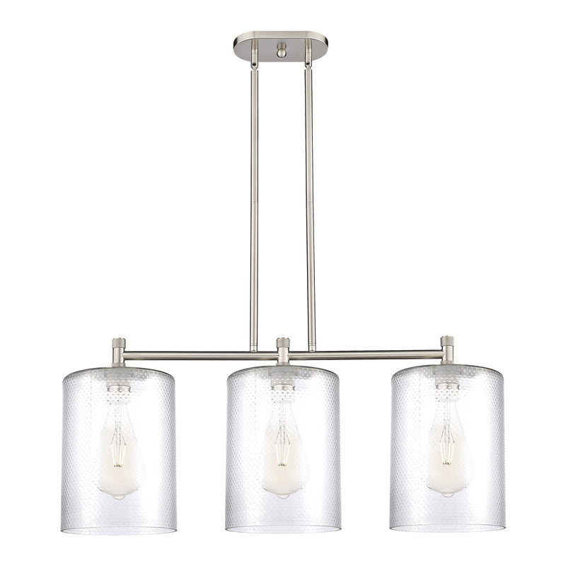 Innovations Cobbleskill 36in 3-Light Island Light | Industrial Satin Nickel and Clear Glass | Kitchen Island & Dining Room | Model 434-3I-SN-G112-L