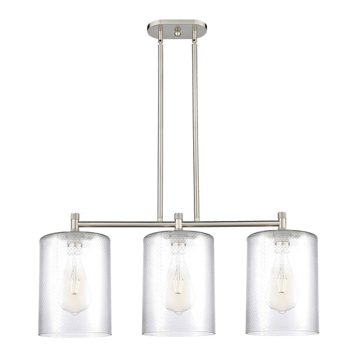 Innovations Cobbleskill 36in 3-Light Island Light | Industrial Satin Nickel and Clear Glass | Kitchen Island & Dining Room | Model 434-3I-SN-G112-L