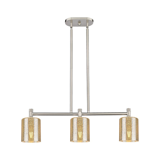 Innovations Cobbleskill 32in 3-Light Island Light | Industrial Satin Nickel and Mercury Glass | Kitchen Island & Dining Room | Model 434-3I-SN-G116