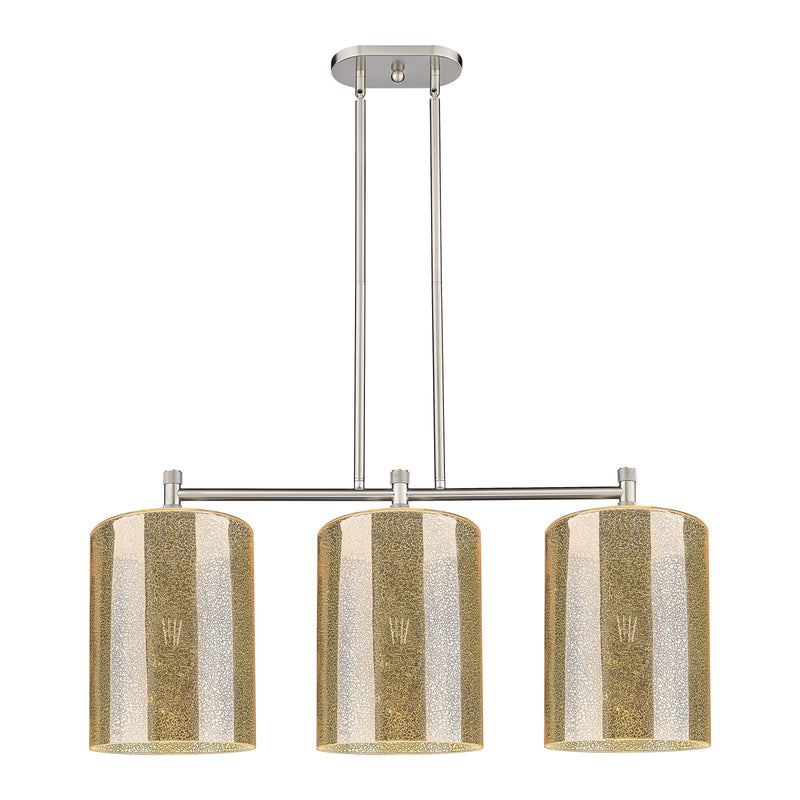 Innovations Cobbleskill 36in 3-Light Island Light | Industrial Satin Nickel and Mercury Glass | Kitchen Island & Dining Room | Model 434-3I-SN-G116-L