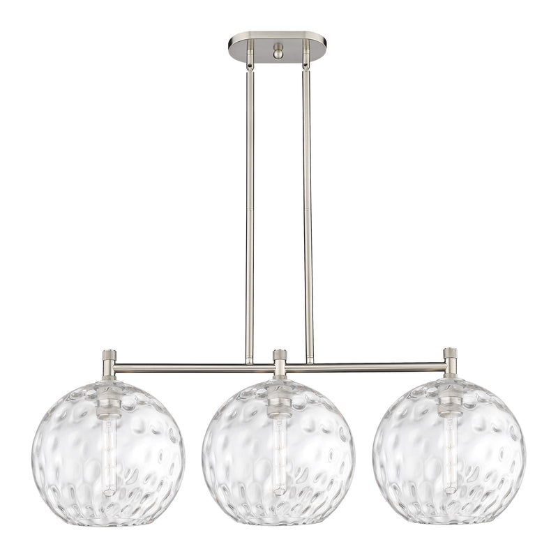 Innovations Athens Water Glass 39in 3-Light Island Light | Industrial Satin Nickel and Clear Glass | Kitchen Island | Model 434-3I-SN-G1215-12