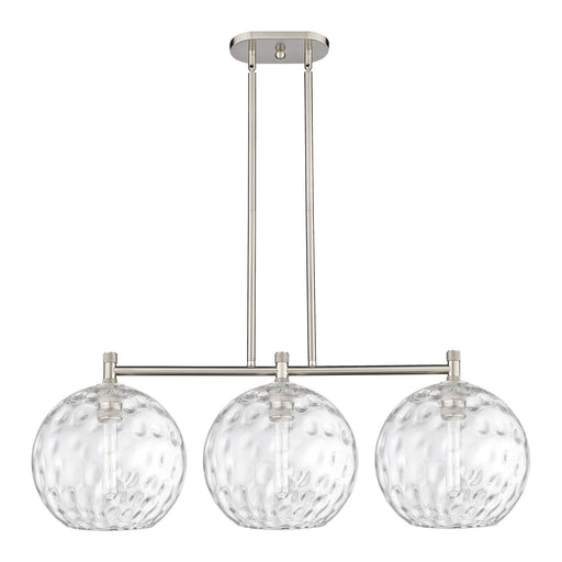 Innovations Athens Water Glass 39in 3-Light Island Light | Industrial Satin Nickel and Clear Glass | Kitchen Island | Model 434-3I-SN-G1215-12