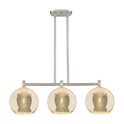 Innovations Athens 37in 3-Light Island Light | Industrial Satin Nickel and Mercury Glass | Kitchen Island & Dining Room | Model 434-3I-SN-G128-10