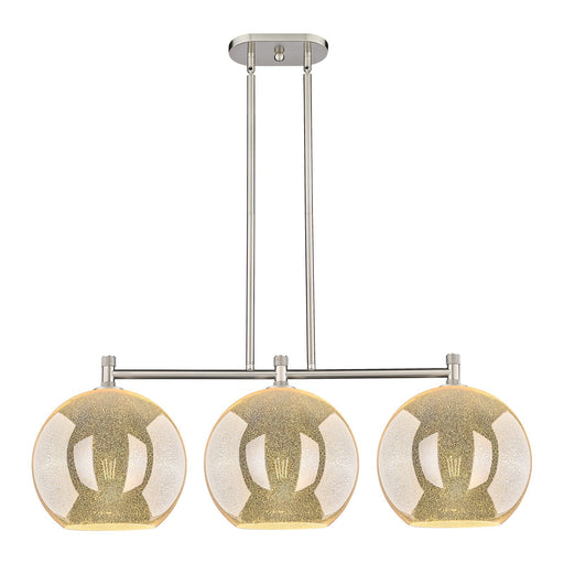Innovations Athens 38in 3-Light Island Light | Industrial Satin Nickel and Mercury Glass | Kitchen Island & Dining Room | Model 434-3I-SN-G128-12