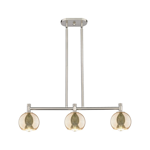 Innovations Athens 32in 3-Light Island Light | Industrial Satin Nickel and Mercury Glass | Kitchen Island & Dining Room | Model 434-3I-SN-G128-6