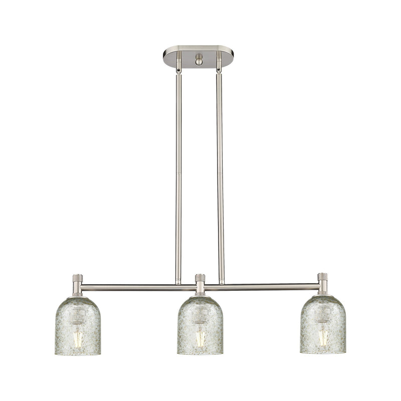 Innovations Caledonia 32in 3-Light Island Light | Industrial Satin Nickel and Mica Glass | Kitchen Island & Dining Room | Model 434-3I-SN-G259