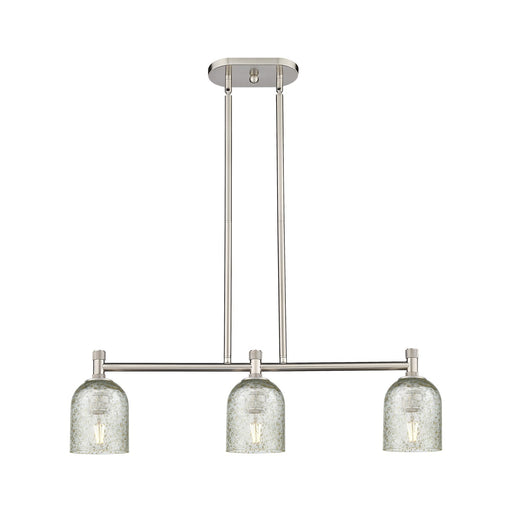Innovations Caledonia 32in 3-Light Island Light | Industrial Satin Nickel and Mica Glass | Kitchen Island & Dining Room | Model 434-3I-SN-G259