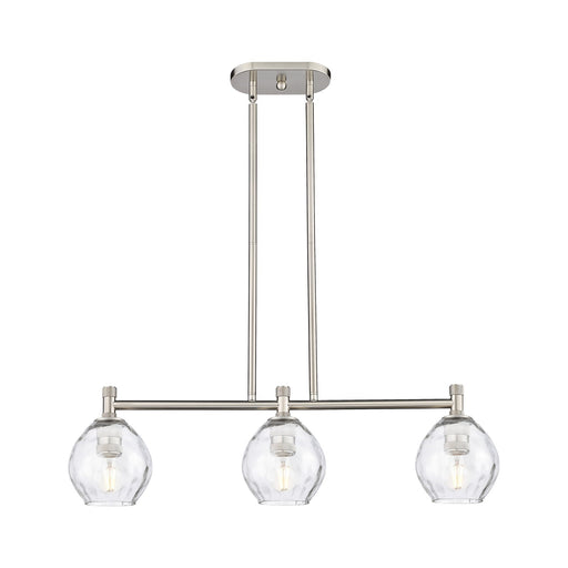Innovations Waverly 33in 3-Light Island Light | Industrial Satin Nickel and Clear Glass | Kitchen Island & Dining Room | Model 434-3I-SN-G362