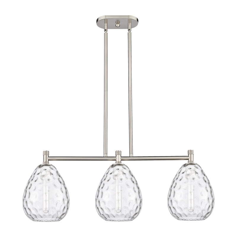 Innovations Waverly 35in 3-Light Island Light | Industrial Satin Nickel and Clear Glass | Kitchen Island & Dining Room | Model 434-3I-SN-G372