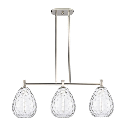 Innovations Waverly 35in 3-Light Island Light | Industrial Satin Nickel and Clear Glass | Kitchen Island & Dining Room | Model 434-3I-SN-G372