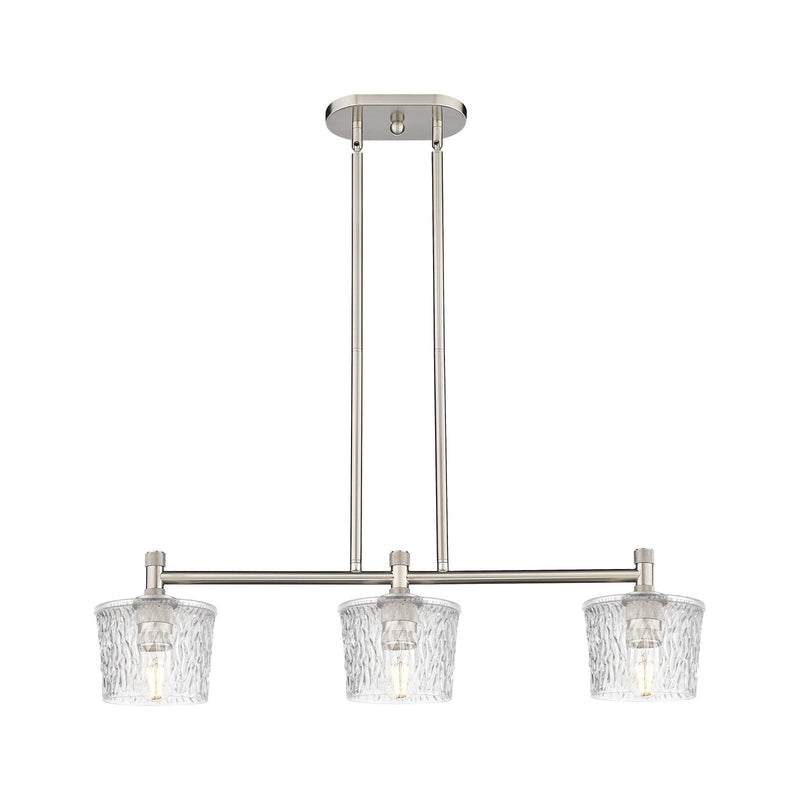 Innovations Niagara 33in 3-Light Island Light | Industrial Satin Nickel and Clear Glass | Kitchen Island & Dining Room | Model 434-3I-SN-G402