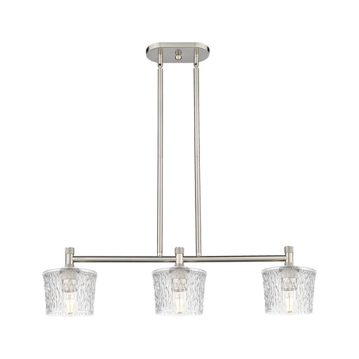 Innovations Niagara 33in 3-Light Island Light | Industrial Satin Nickel and Clear Glass | Kitchen Island & Dining Room | Model 434-3I-SN-G402