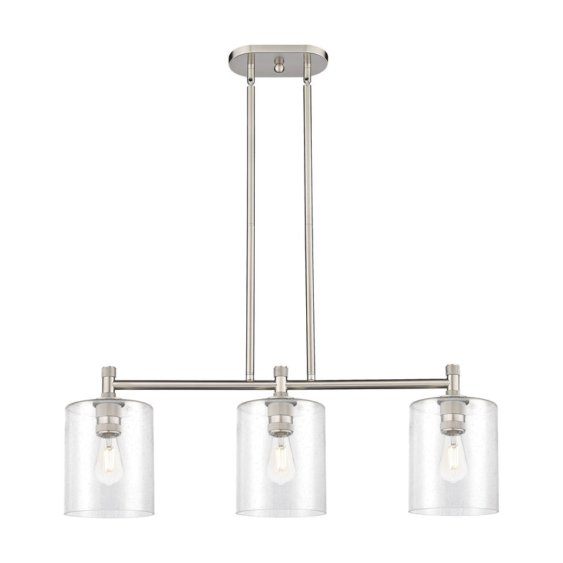 Innovations Paladin 34in 3-Light Island Light | Industrial Satin Nickel and Seedy Glass | Kitchen Island & Dining Room | Model 434-3I-SN-G4424-7