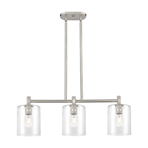Innovations Paladin 34in 3-Light Island Light | Industrial Satin Nickel and Seedy Glass | Kitchen Island & Dining Room | Model 434-3I-SN-G4424-7
