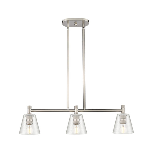 Innovations Caton 33in 3-Light Island Light | Industrial Satin Nickel and Frosted Glass | Kitchen Island & Dining Room | Model 434-3I-SN-G454