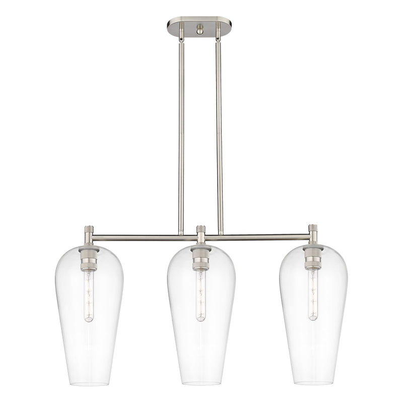 Innovations Chelsea 35in 3-Light Island Light | Industrial Satin Nickel and Clear Glass | Kitchen Island & Dining Room | Model 434-3I-SN-G456-8CL