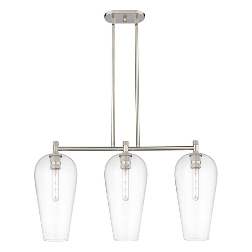 Innovations Chelsea 35in 3-Light Island Light | Industrial Satin Nickel and Clear Glass | Kitchen Island & Dining Room | Model 434-3I-SN-G456-8CL