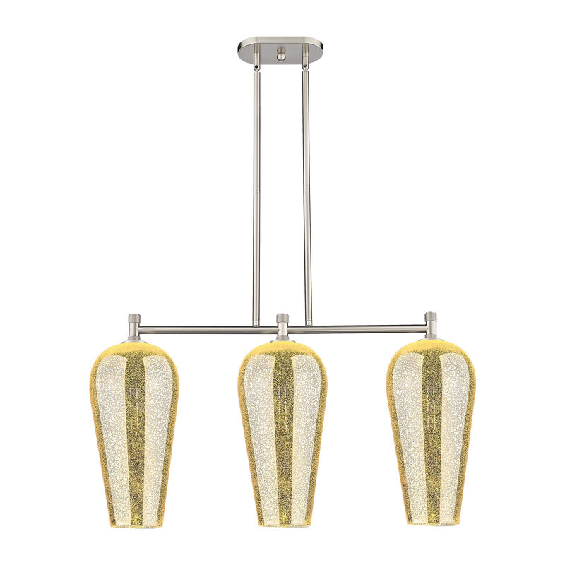 Innovations Chelsea 35in 3-Light Island Light | Industrial Satin Nickel and Mercury Glass | Kitchen Island & Dining Room | Model 434-3I-SN-G456-8ME