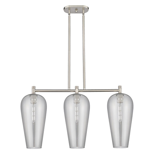 Innovations Chelsea 35in 3-Light Island Light | Industrial Satin Nickel and Light Smoke Glass | Kitchen Island & Dining | Model 434-3I-SN-G456-8SM