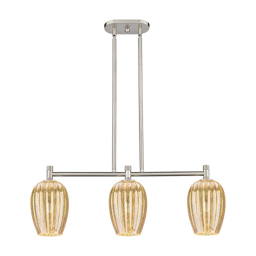 Innovations Preston Flute 33in 3-Light Island Light | Industrial Satin Nickel and Mercury Glass | Kitchen Island & Dining | Model 434-3I-SN-G457-6ME