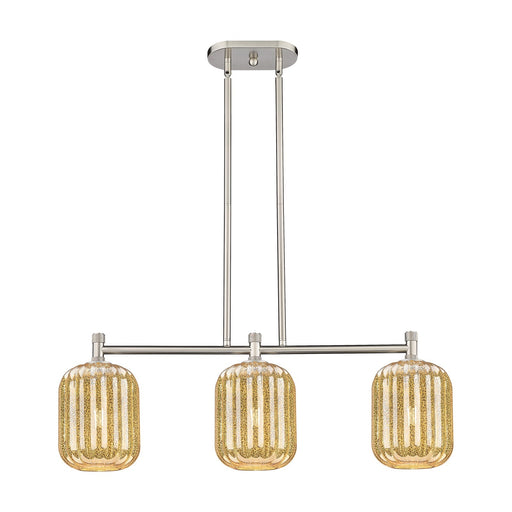 Innovations Preston Cylinder 33in 3-Light Island Light | Industrial Satin Nickel and Mercury Glass | Kitchen Island | Model 434-3I-SN-G460-7ME