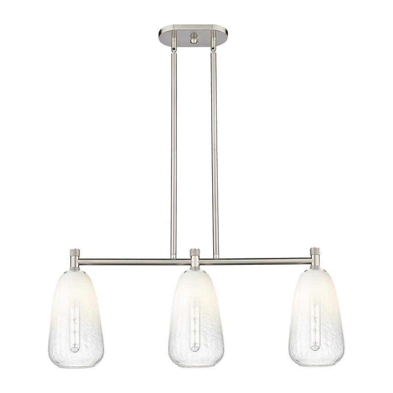 Innovations Brookhaven Almond 33in 3-Light Island Light | Industrial Satin Nickel and Opal Glass | Kitchen Island & Dining | Model 434-3I-SN-G480-6OP