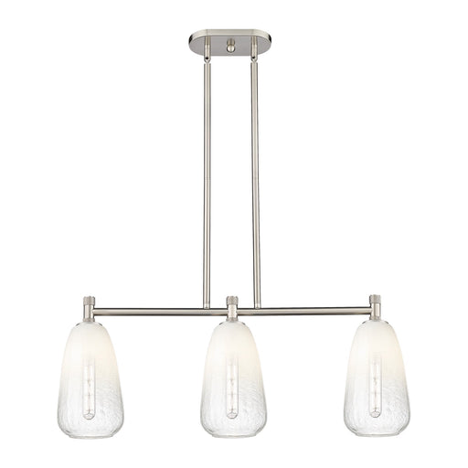 Innovations Brookhaven Almond 33in 3-Light Island Light | Industrial Satin Nickel and Opal Glass | Kitchen Island & Dining | Model 434-3I-SN-G480-6OP