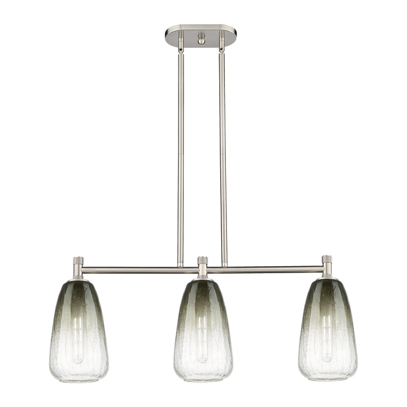 Innovations Brookhaven Almond 33in 3-Light Island Light | Industrial Satin Nickel and Slate Glass | Kitchen Island | Model 434-3I-SN-G480-6SL