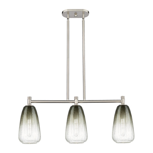 Innovations Brookhaven Almond 33in 3-Light Island Light | Industrial Satin Nickel and Slate Glass | Kitchen Island | Model 434-3I-SN-G480-6SL