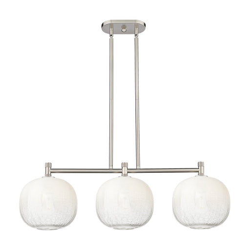 Innovations Brookhaven Sphere 37in 3-Light Island Light | Industrial Satin Nickel and Opal Glass | Kitchen Island | Model 434-3I-SN-G481-10OP