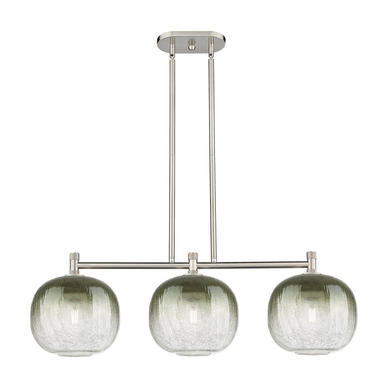 Innovations Brookhaven Sphere 37in 3-Light Island Light | Industrial Satin Nickel and Slate Glass | Kitchen Island | Model 434-3I-SN-G481-10SL
