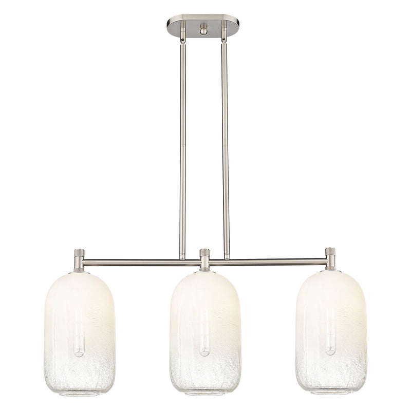 Innovations Brookhaven Cloche 34in 3-Light Island Light | Industrial Satin Nickel and Opal Glass | Kitchen Island & Dining | Model 434-3I-SN-G482-7OP