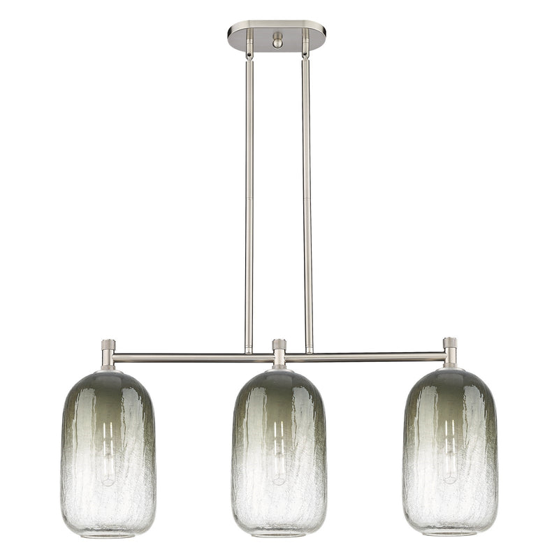 Innovations Brookhaven Cloche 34in 3-Light Island Light | Industrial Satin Nickel and Slate Glass | Kitchen Island | Model 434-3I-SN-G482-7SL