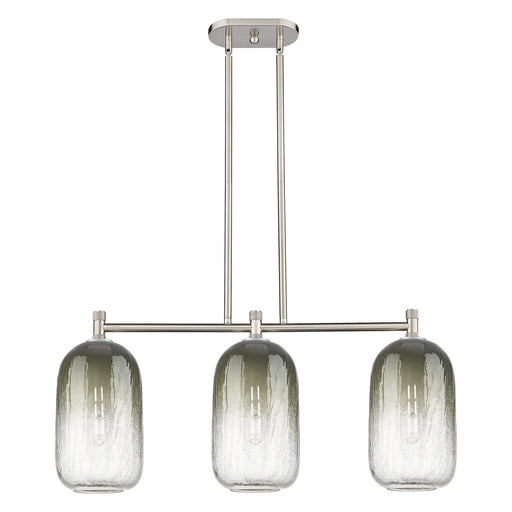 Innovations Brookhaven Cloche 34in 3-Light Island Light | Industrial Satin Nickel and Slate Glass | Kitchen Island | Model 434-3I-SN-G482-7SL