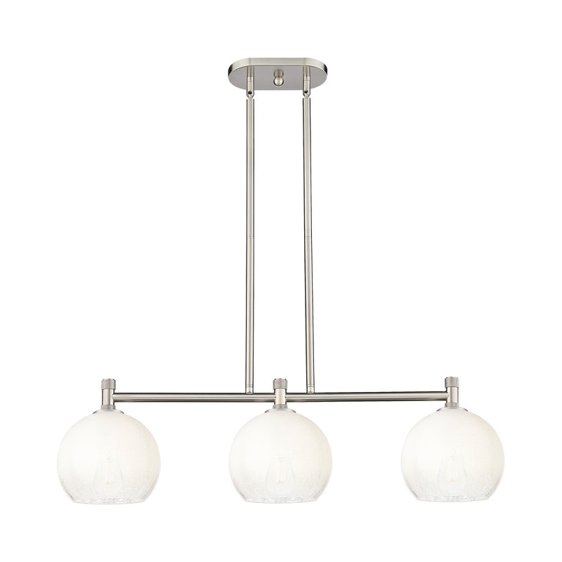 Innovations Brookhaven Globe 35in 3-Light Island Light | Industrial Satin Nickel and Opal Glass | Kitchen Island & Dining | Model 434-3I-SN-G483-8OP