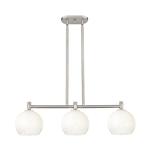 Innovations Brookhaven Globe 35in 3-Light Island Light | Industrial Satin Nickel and Opal Glass | Kitchen Island & Dining | Model 434-3I-SN-G483-8OP