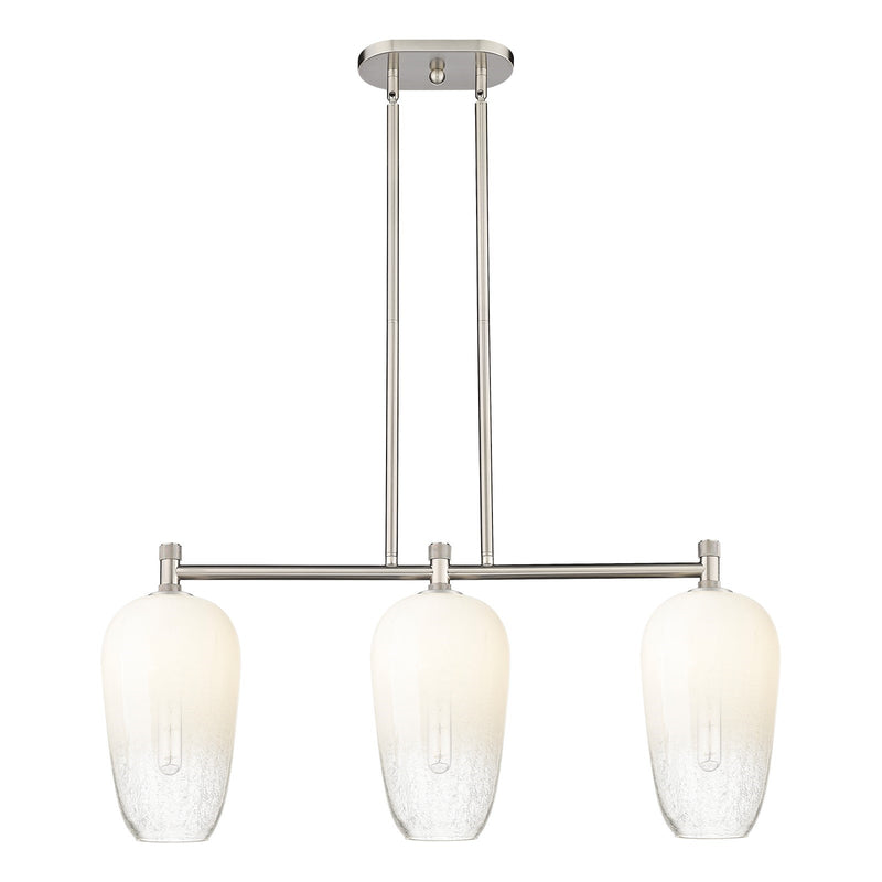 Innovations Brookhaven Flute 34in 3-Light Island Light | Industrial Satin Nickel and Opal Glass | Kitchen Island & Dining | Model 434-3I-SN-G484-7OP