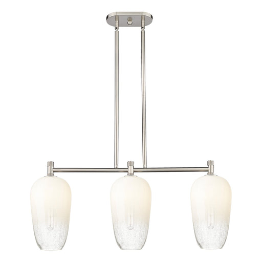 Innovations Brookhaven Flute 34in 3-Light Island Light | Industrial Satin Nickel and Opal Glass | Kitchen Island & Dining | Model 434-3I-SN-G484-7OP