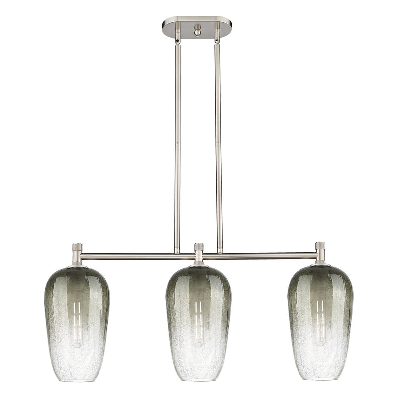 Innovations Brookhaven Flute 34in 3-Light Island Light | Industrial Satin Nickel and Slate Glass | Kitchen Island & Dining | Model 434-3I-SN-G484-7SL