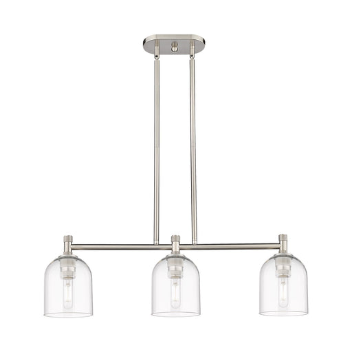 Innovations Bella 32in 3-Light Island Light | Industrial Satin Nickel and Clear Glass | Kitchen Island & Dining Room | Model 434-3I-SN-G558-6CL