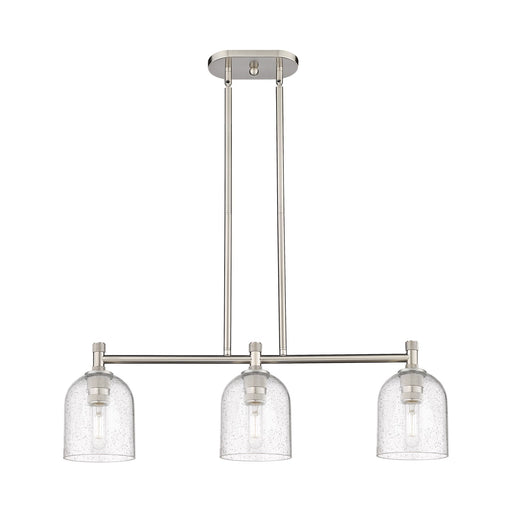 Innovations Bella 32in 3-Light Island Light | Industrial Satin Nickel and Seedy Glass | Kitchen Island & Dining Room | Model 434-3I-SN-G558-6SDY