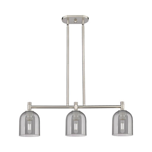 Innovations Bella 33in 3-Light Island Light | Industrial Satin Nickel and Light Smoke Glass | Kitchen Island & Dining Room | Model 434-3I-SN-G558-6SM