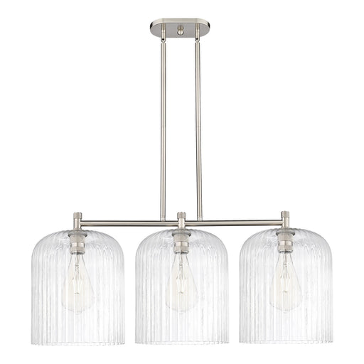 Innovations Crown Point 39in 3-Light Island Light | Industrial Satin Nickel and Clear Glass | Kitchen Island & Dining | Model 434-3I-SN-G559-12CL